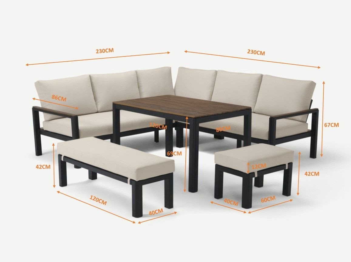2522347 SADO PARTY DINING SET 5PCS WITH LIGHT CUSHION